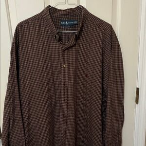 Ralph Lauren Men's Maroon and green Plaid Shirt